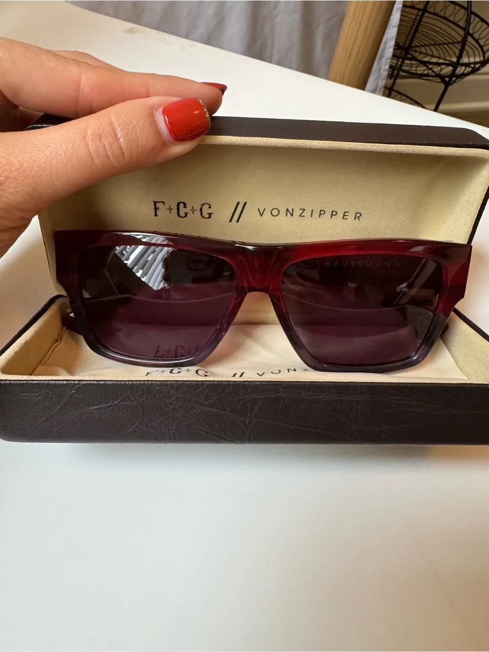 VonZipper x F+G+G Haussmann Burgundy Oversized Sunglasses